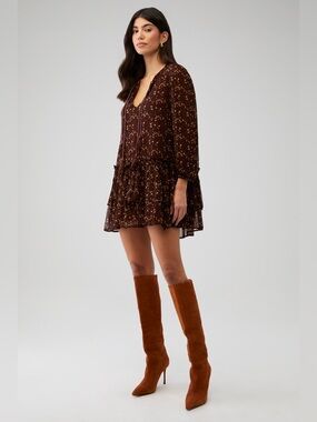 Cleobella revolve love lemons Floral Tiered Long Sleeve Mini Dress boho chic co